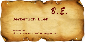 Berberich Elek névjegykártya